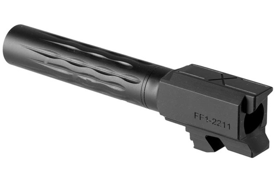 Faxon Firearms Match 9mm Non-Threaded Flame Fluted Barrel for Glock 19 Gen 2-5 Black Nitride
